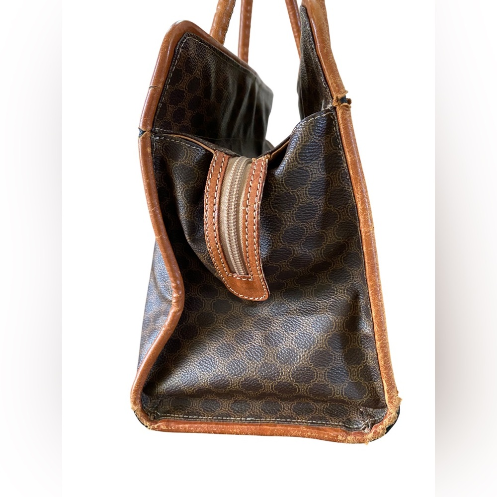 CELINE Paris Macadam Tote with Tan Leather Trim has wear - Picture 6 of 15